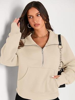 Short Fleece Half Zip Sweatshirt – Casual Style