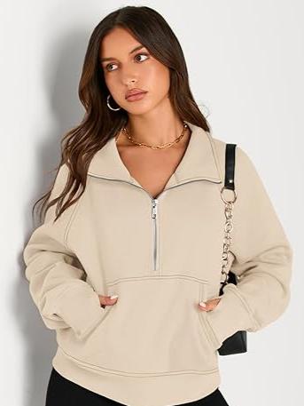 Short Fleece Half Zip Sweatshirt – Casual Style