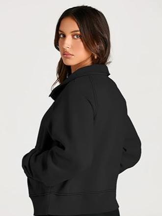 Sweat Demi-Zip Court en Polaire – Style Décontracté