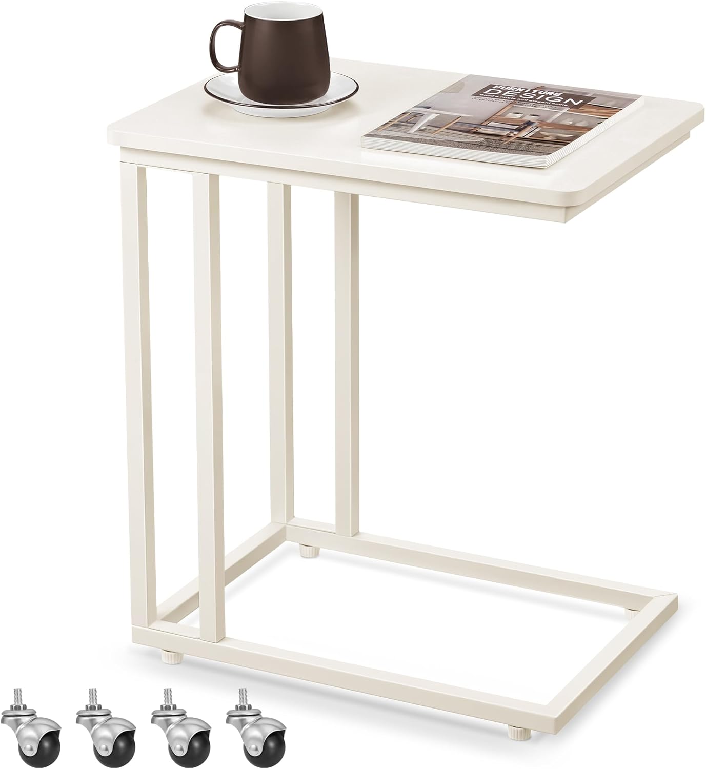 Table d'appoint en C avec roulettes