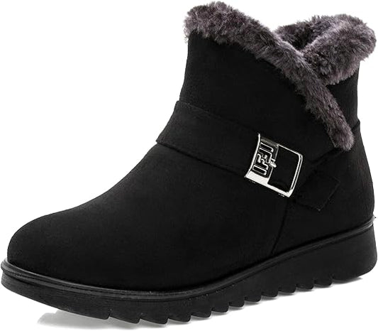 Vunavueya Shoes Women's Leather Winter Boots Short