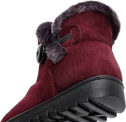 Vunavueya Chaussures Bottes d'Hiver en Cuir Femmes Courtes