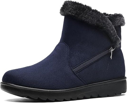 Vunavueya Chaussures Bottes d'Hiver en Cuir Femmes Courtes