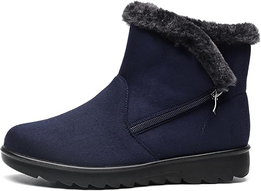 Vunavueya Chaussures Bottes d'Hiver en Cuir Femmes Courtes