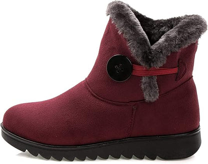 Vunavueya Chaussures Bottes d'Hiver en Cuir Femmes Courtes