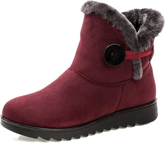 Vunavueya Chaussures Bottes d'Hiver en Cuir Femmes Courtes