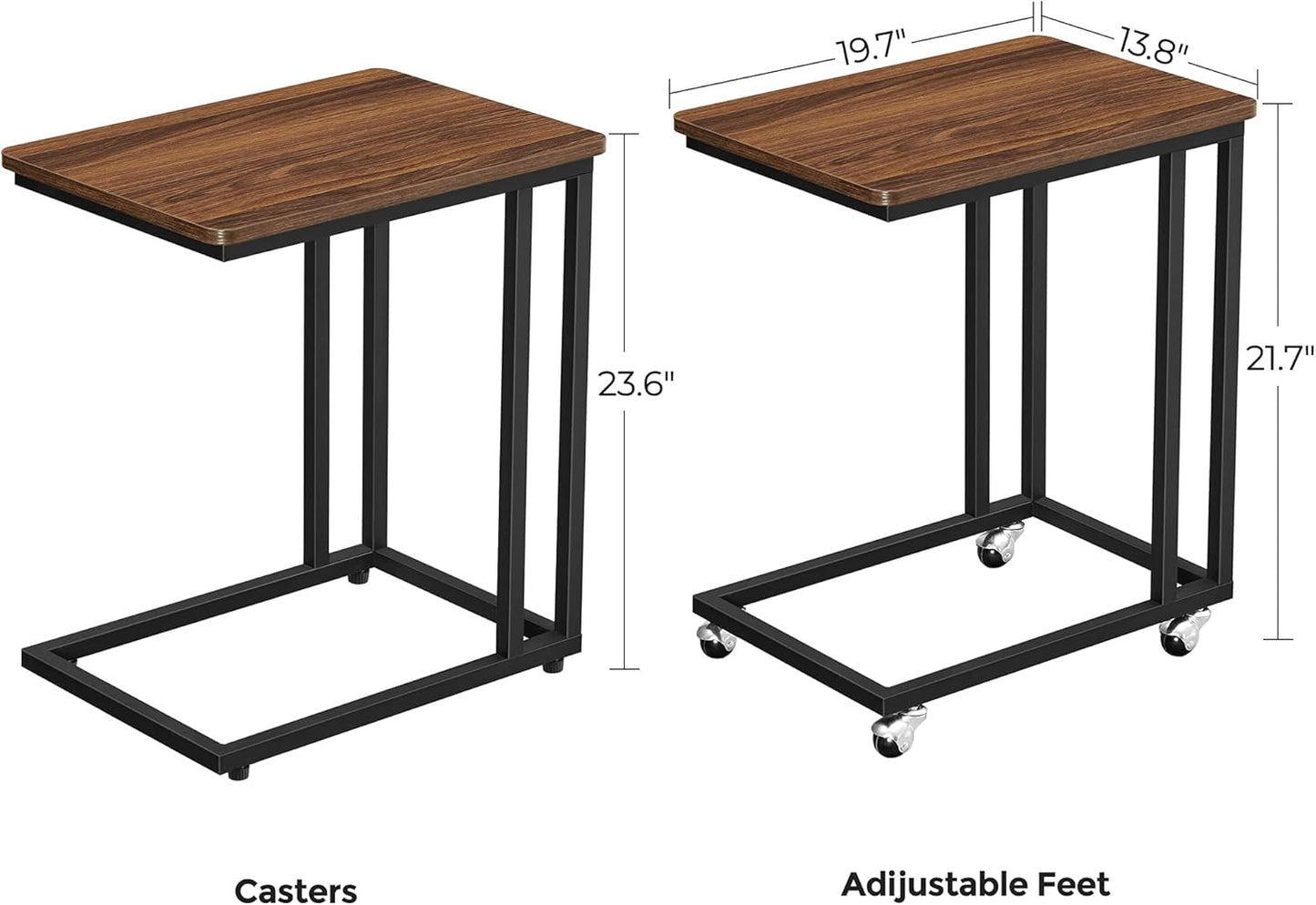 Table d'appoint en C avec roulettes