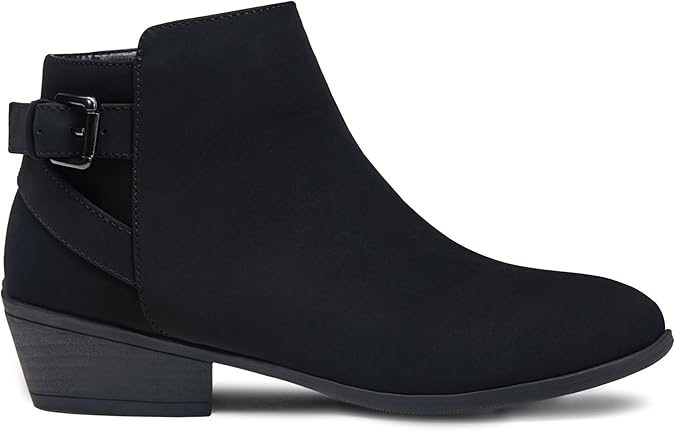 Women's Ankle Boots - Low Heels, Perforated Cutouts, Western Style 